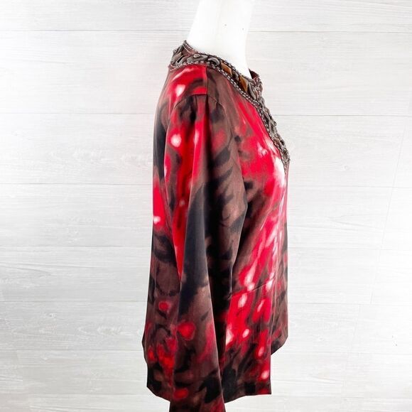 St. John Tie Dye Beaded Silk Blend Tunic Top - Picture 4 of 7
